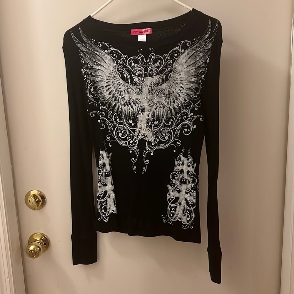 COPY - Black and white long sleeve with silver studs